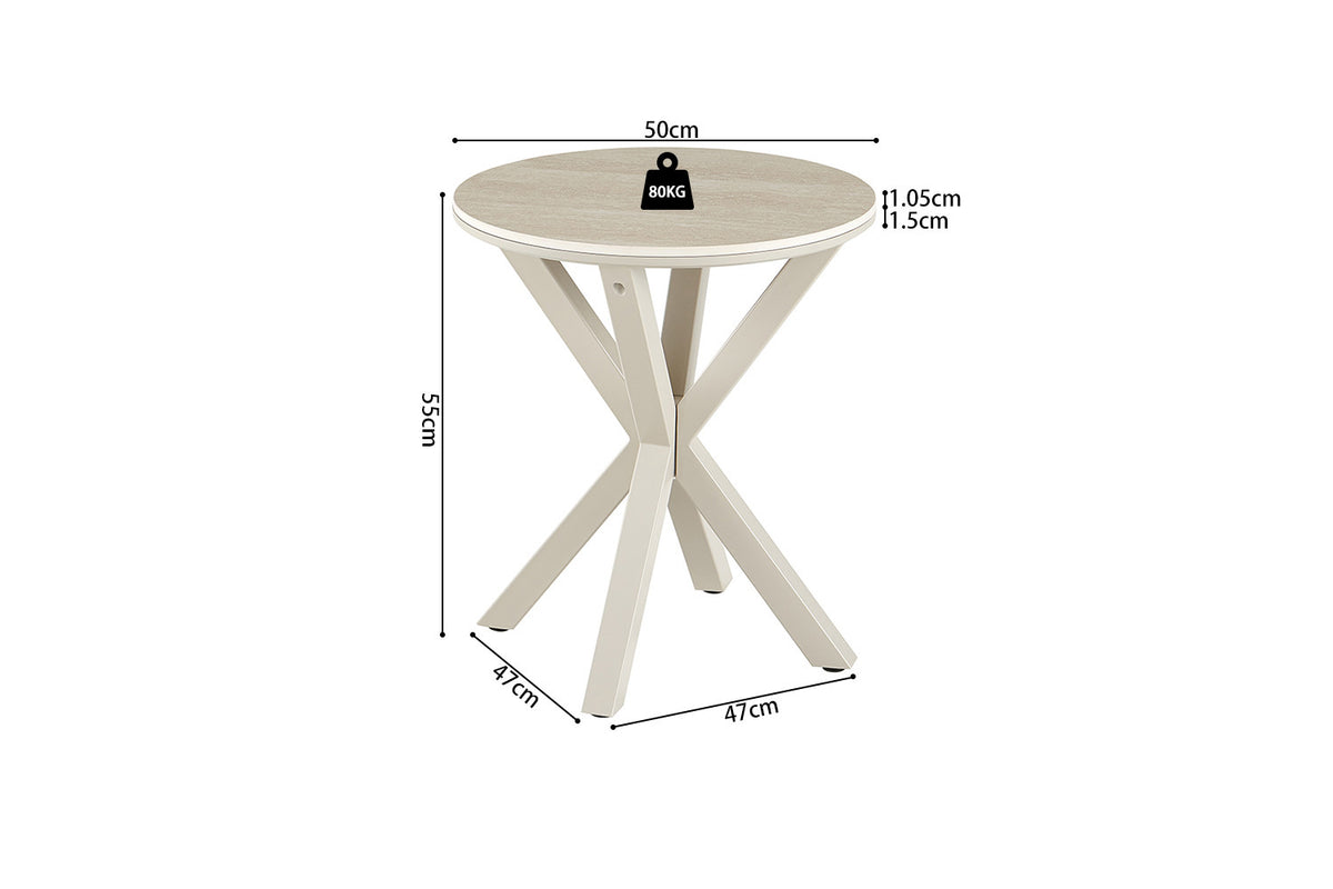 Rousseau - Table basse ronde Noa - Pierre Beige Baroque - Pied Gris - 55 x 50 x 50 cm
