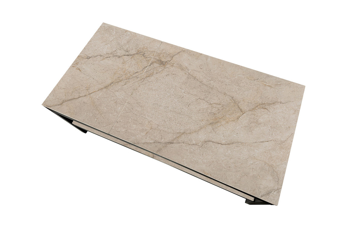 Rousseau - Table basse Axelle - Plateau relevable - Pierre brillante Shakespear Beige - 45/68 x 120 x 60 cm