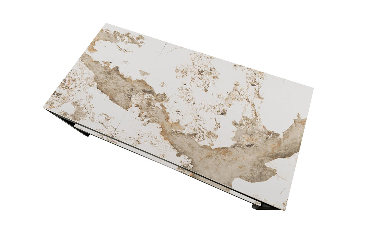 Rousseau - Salontafel Axelle - Opklapbaar Blad - Glanzende Pandora-steen - 45/68 x 120 x 60 cm