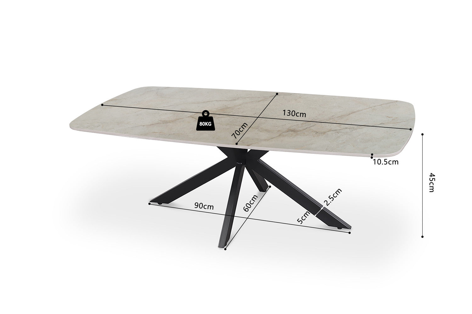 Salontafel 'Apollo' 130 cm Deens Ovaal Glanzend Steen Shakespeare Beige