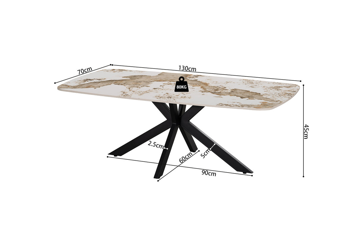 Rousseau - Table basse ovale danoise Apollo - Pierre Pandora brillante - 45 x 130 x 70 cm
