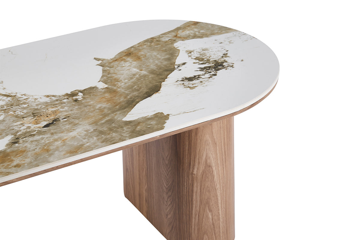 NIEUW - Salontafel 'Evora' Glanzend Steen Pandora goudbruin