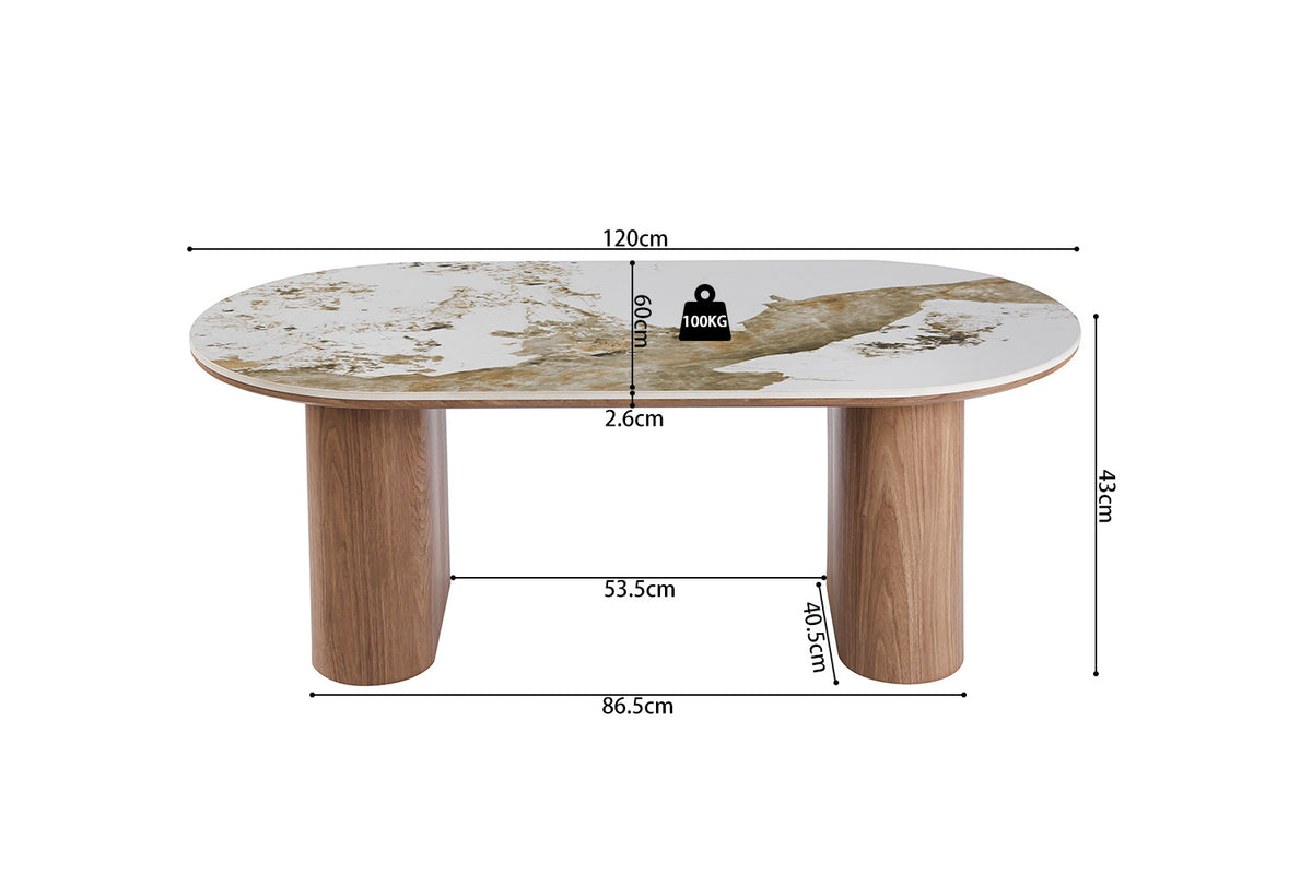 NIEUW - Salontafel 'Evora' Glanzend Steen Pandora goudbruin