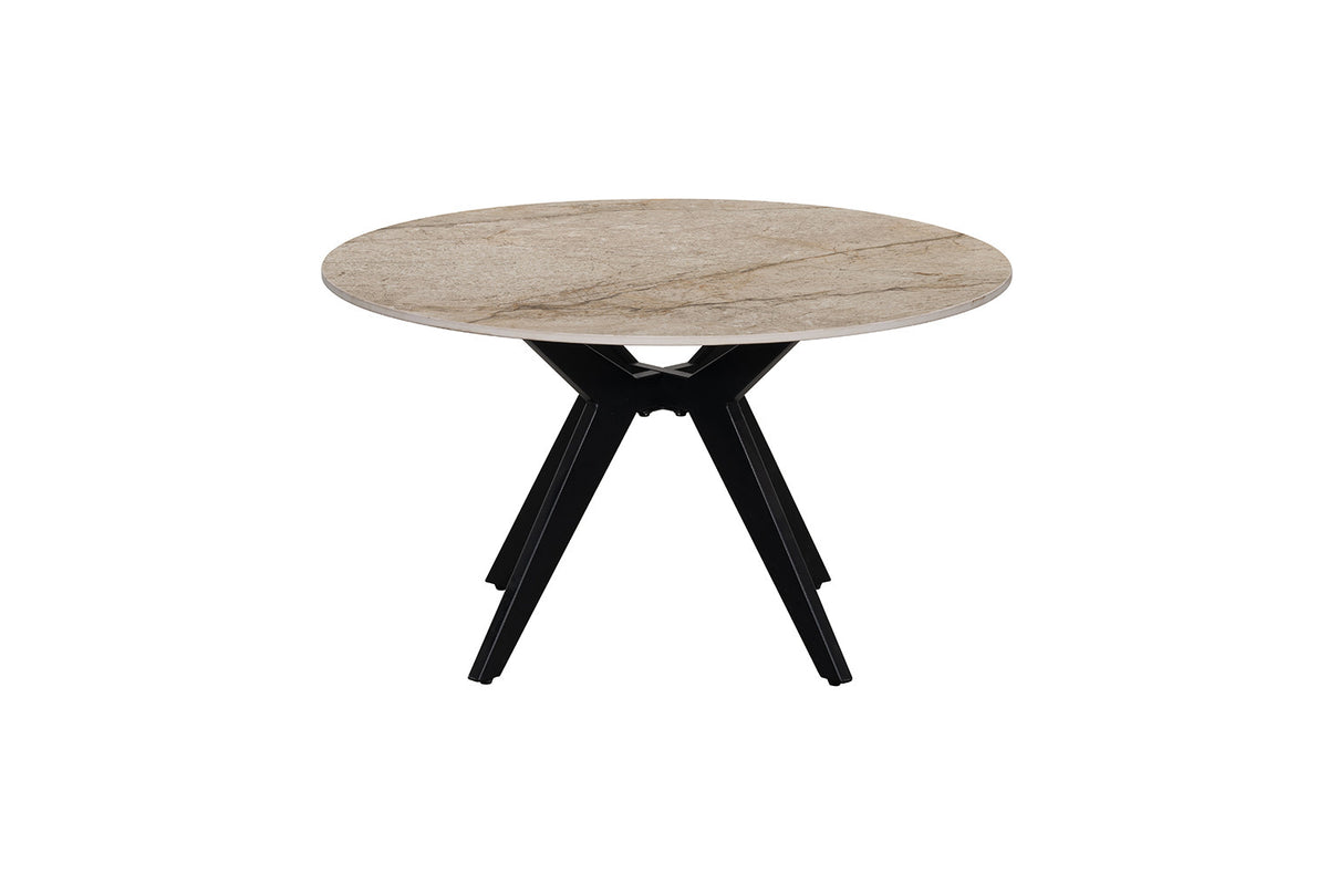 Rousseau - Table basse ronde Apollo - Pierre brillante Shakespear Beige - 45 x 80 x 80 cm