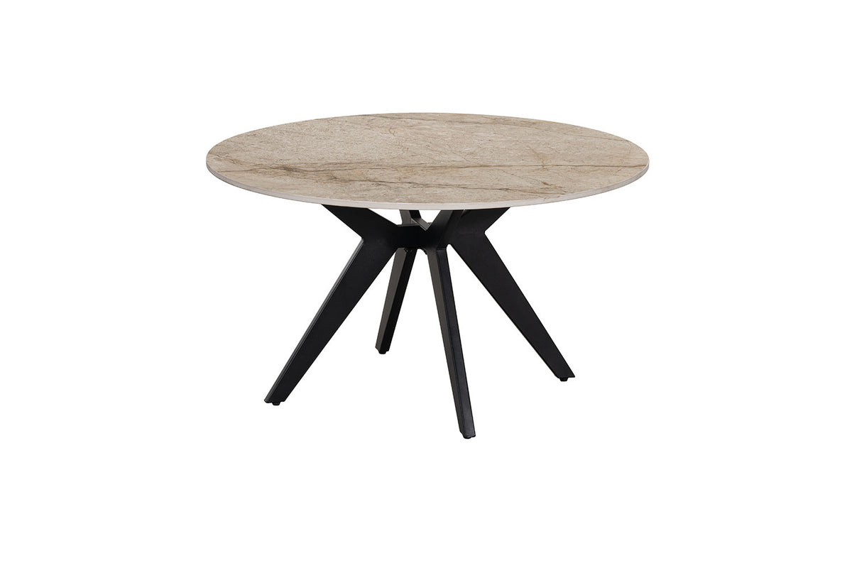 Rousseau - Table basse ronde Apollo - Pierre brillante Shakespear Beige - 45 x 80 x 80 cm