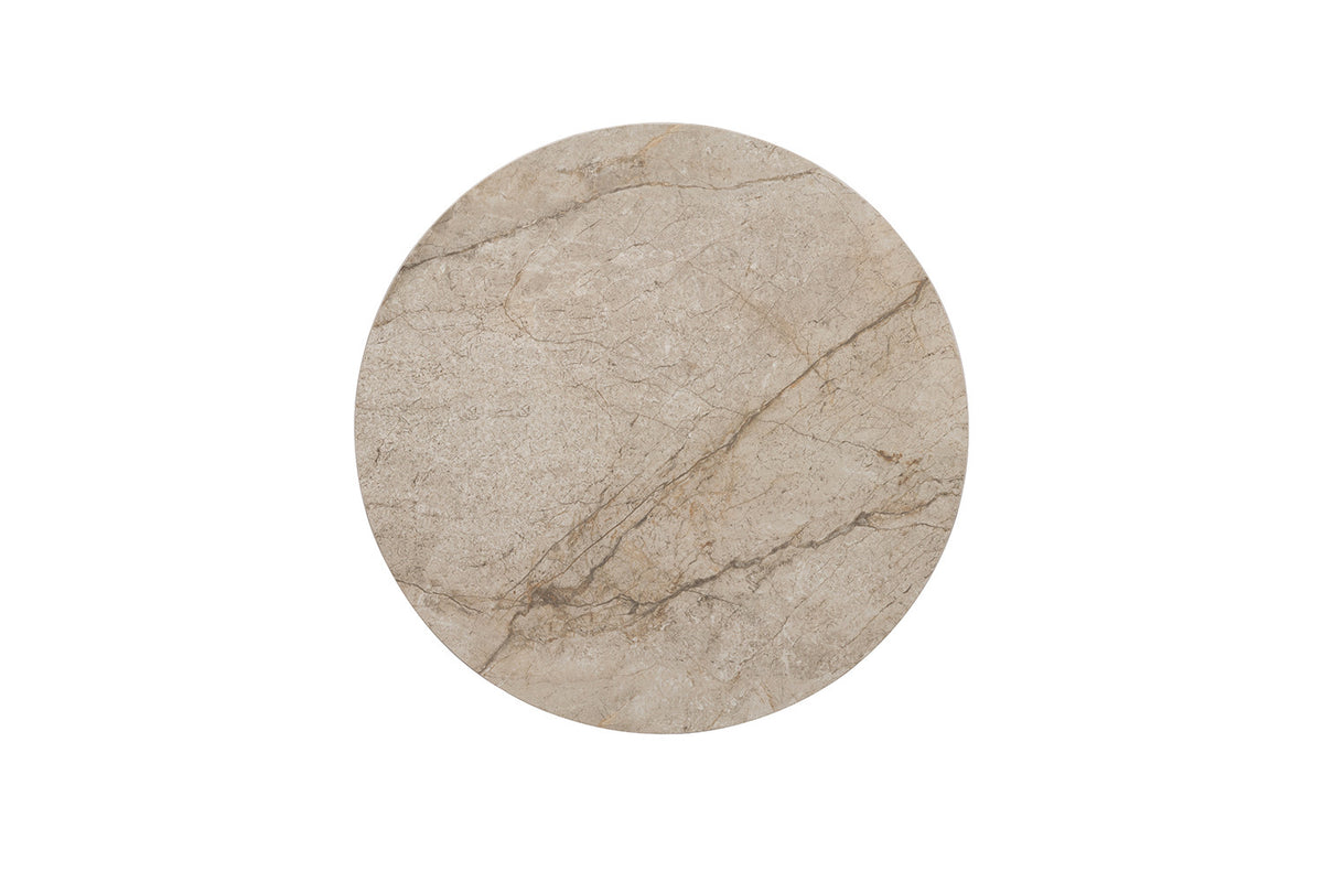 Rousseau - Table basse ronde Apollo - Pierre brillante Shakespear Beige - 45 x 80 x 80 cm