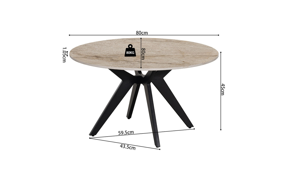 Rousseau - Table basse ronde Apollo - Pierre brillante Shakespear Beige - 45 x 80 x 80 cm