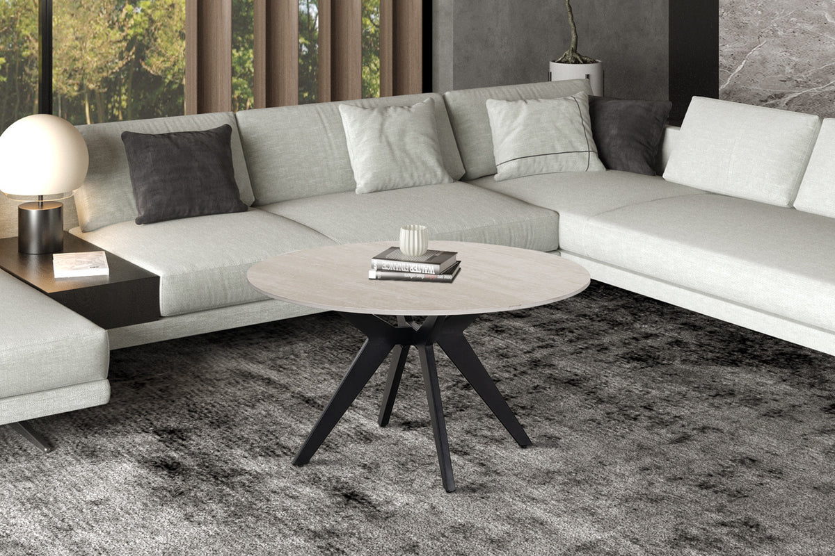 Rousseau - Table basse ronde Apollo - Pierre Gris Baroque - 45 x 80 x 80 cm