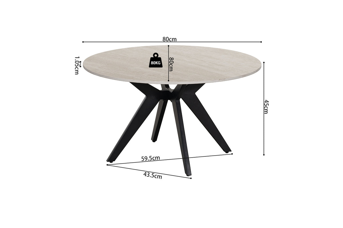 Rousseau - Table basse ronde Apollo - Pierre Gris Baroque - 45 x 80 x 80 cm