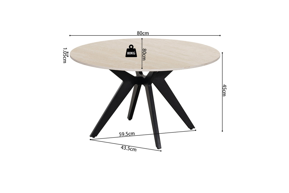 Rousseau - Table basse ronde Apollo - Pierre Beige Baroque - 45 x 80 x 80 cm