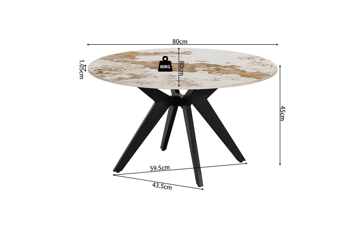 Rousseau - Ronde Salontafel Apollo - Glanzende Pandora-steen - 45 x 80 x 80 cm