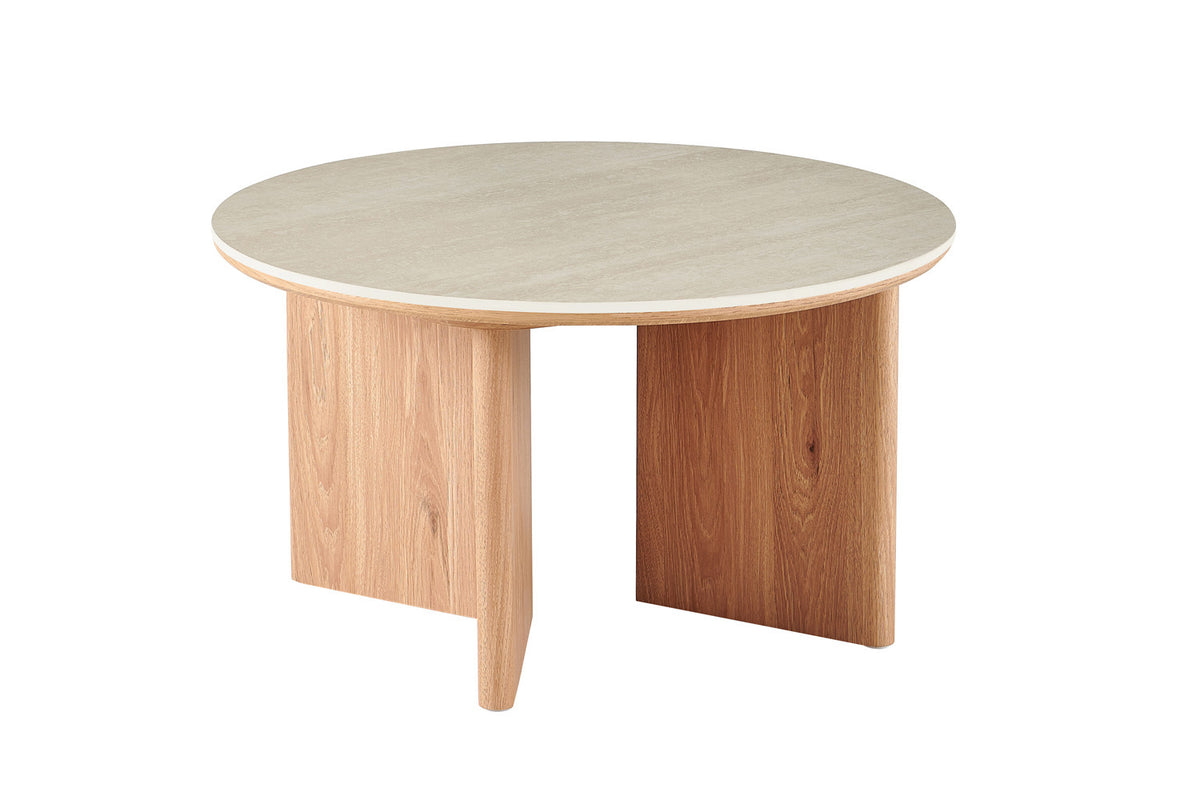 Rousseau - Ronde Salontafel Matera - Steen Barok Beige - 45 x 80 x 80 cm