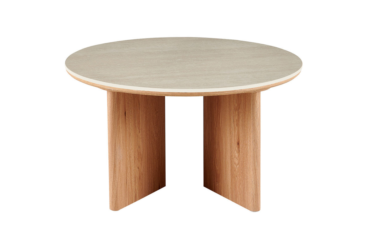 Rousseau - Ronde Salontafel Matera - Steen Barok Beige - 45 x 80 x 80 cm
