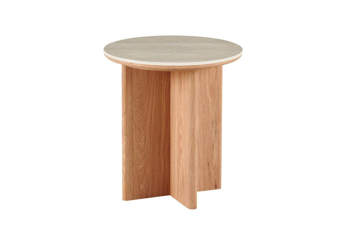 Rousseau - Ronde Bijzettafel Matera - Steen Barok Beige - 55 x 50 x 50 cm