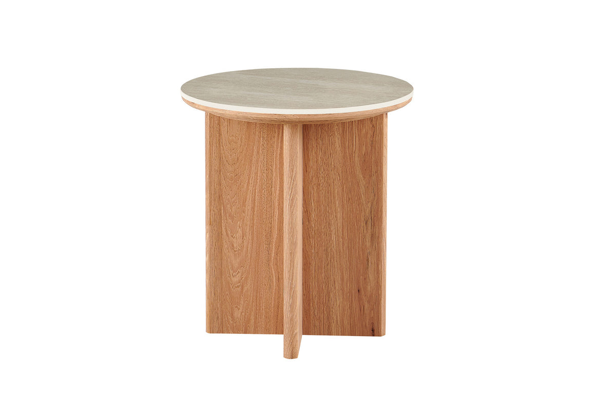 Rousseau - Ronde Bijzettafel Matera - Steen Barok Beige - 55 x 50 x 50 cm