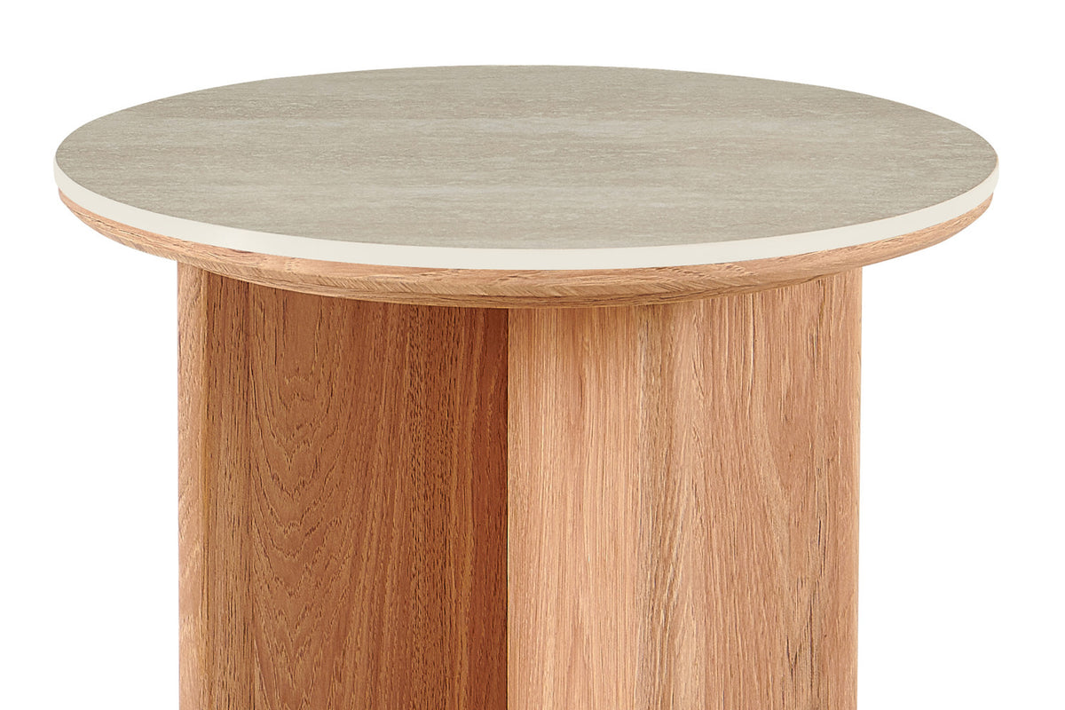 Rousseau - Ronde Bijzettafel Matera - Steen Barok Beige - 55 x 50 x 50 cm