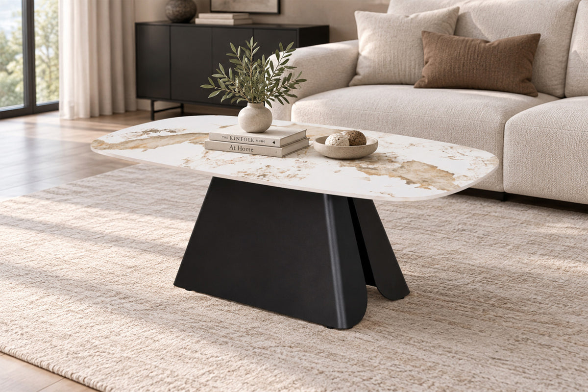 Rousseau - Table basse Minera - Pierre Pandora brillante - 46 x 120 x 60 cm