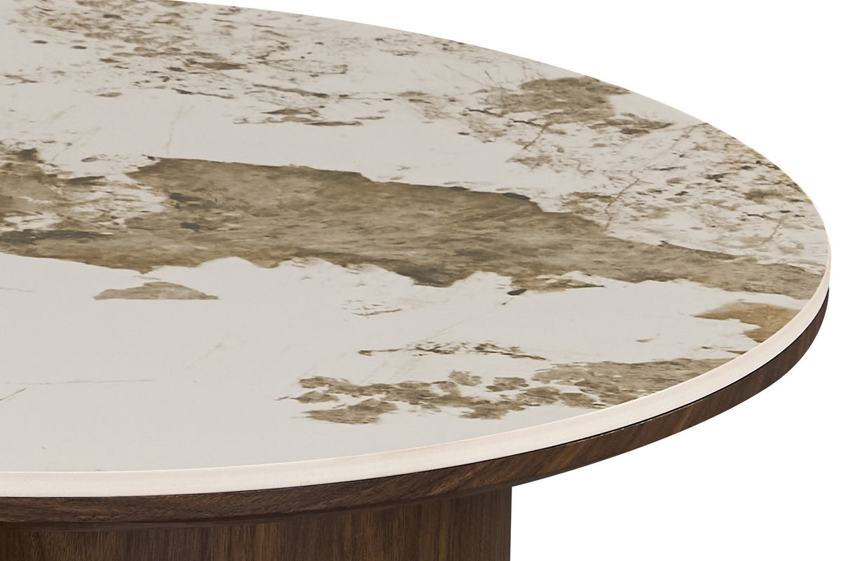 Rousseau - Table basse ovale Tomar - Chêne fumé - Pierre Pandora brillante - 40 x 120 x 70 cm