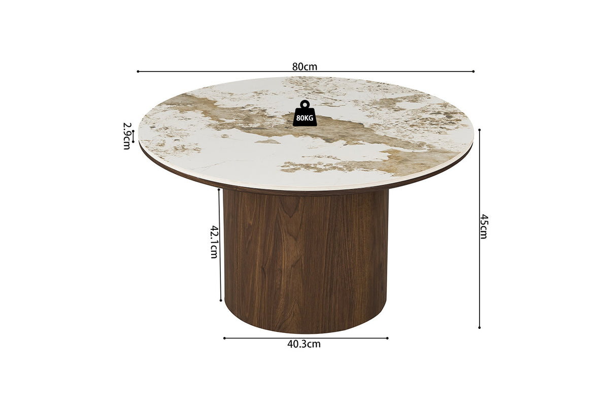 Rousseau - Set Salontafels Tomar - Gerookte Eik - Glanzende Pandora-steen - 45x80x80 cm