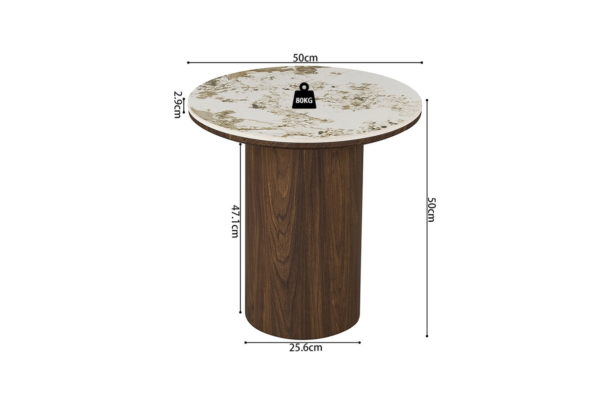 Rousseau - Set Salontafels Tomar - Gerookte Eik - Glanzende Pandora-steen - 45x80x80 cm