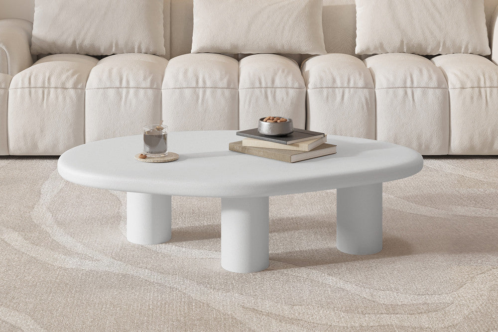 Rousseau - Table basse Tavira 120 cm Rectangulaire - Ciment Écru - 40 x 120 x 70 cm