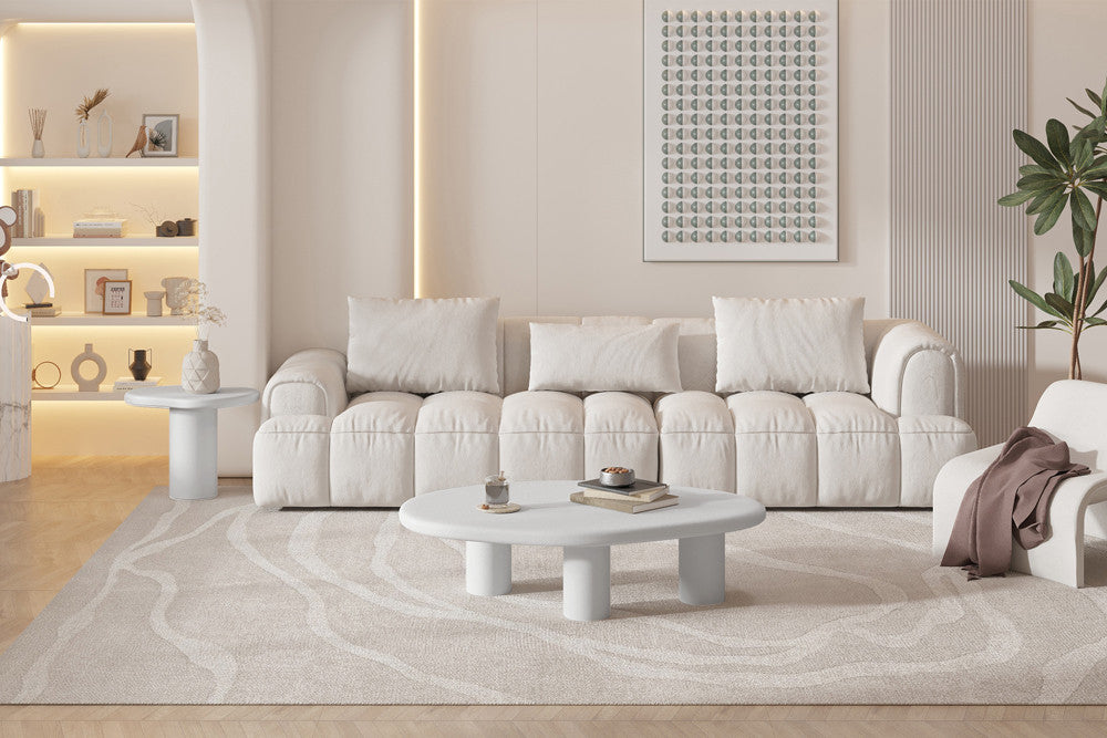 Rousseau - Table basse Tavira 120 cm Rectangulaire - Ciment Écru - 40 x 120 x 70 cm