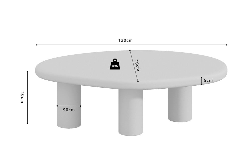 Rousseau - Salontafel Tavira 120 cm Rechthoekig - Cement Ecru - 40 x 120 x 70 cm