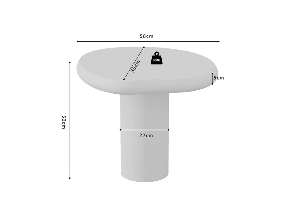 Rousseau - Salontafel Tavira 58 cm - Cement Ecru - 50 x 58 x 50 cm
