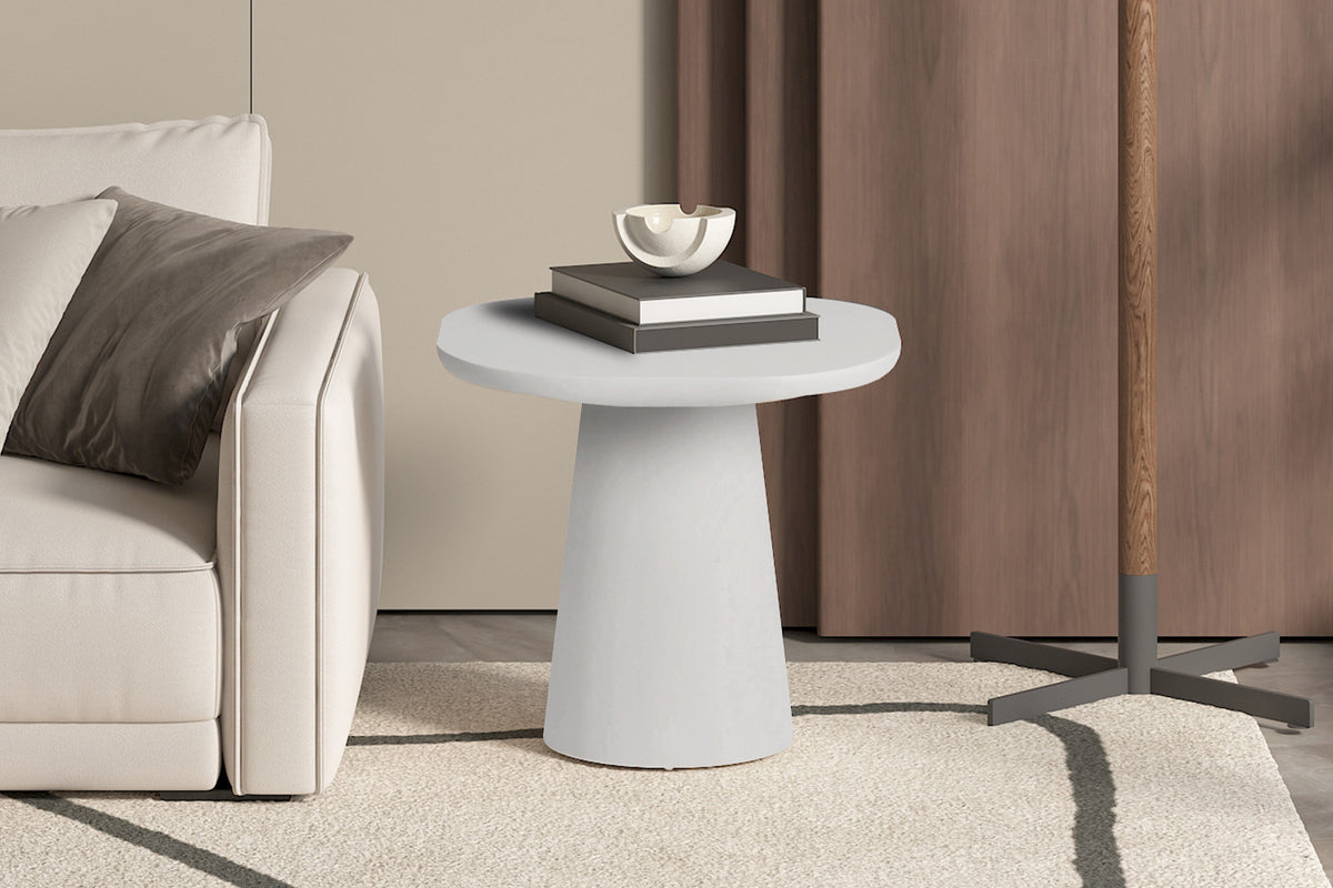 Rousseau - Table basse Tavira 55 cm Ovale - Ciment Écru - 50 x 55 x 55 cm