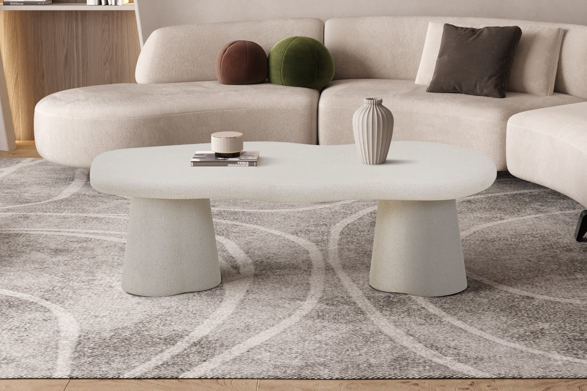 Rousseau - Table basse Faro 130 cm - Ciment Organique - 40 x 129.5 x 69.5 cm