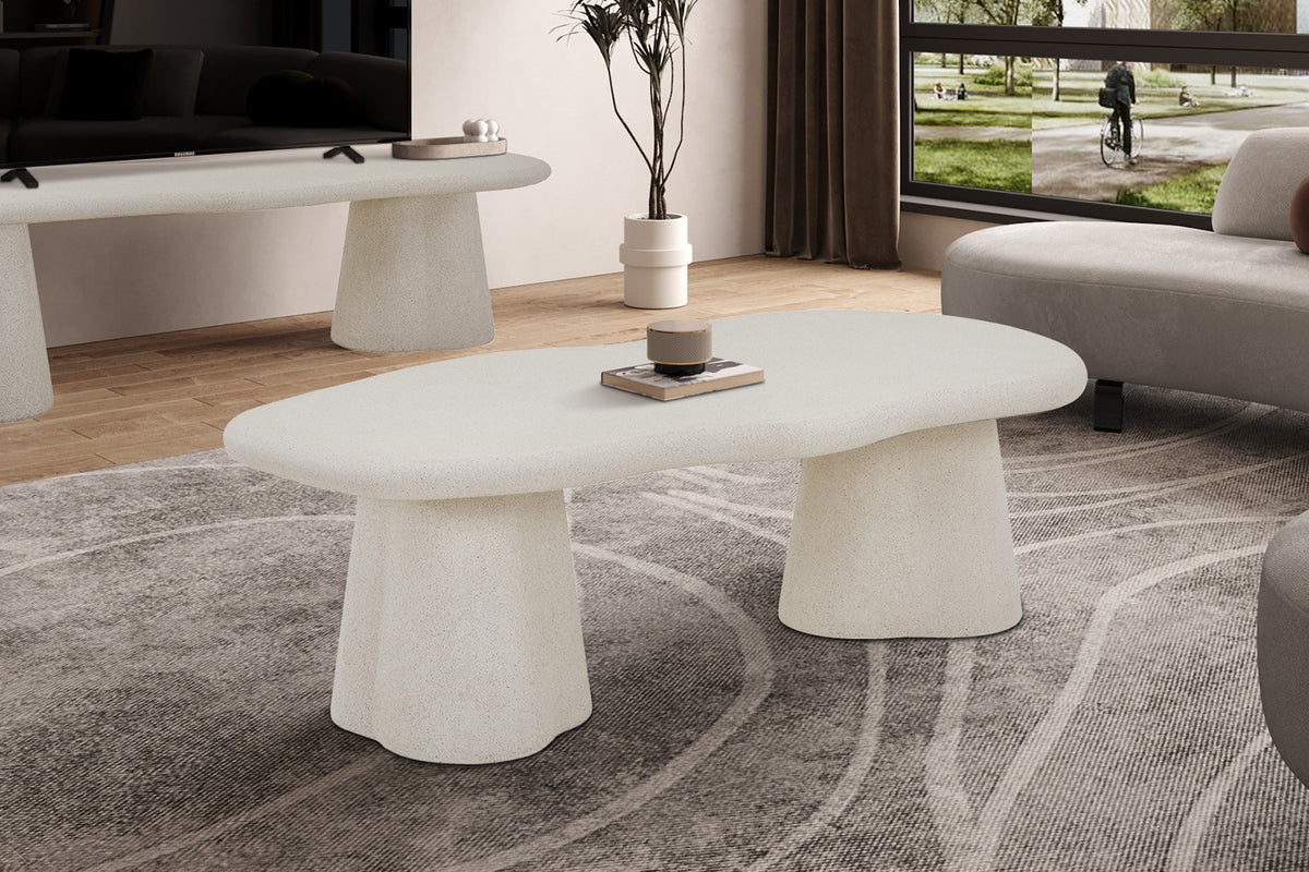 Rousseau - Table basse Faro 130 cm - Ciment Organique - 40 x 129.5 x 69.5 cm
