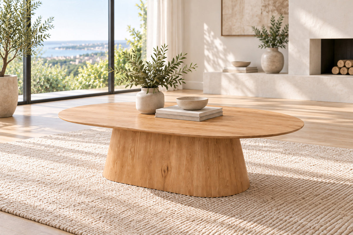 Roussequ - Salontafel Porto - Ovaal - Eik Naturel - 38x130x70 cm