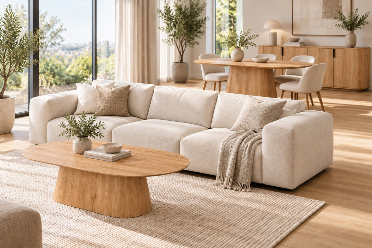 Roussequ - Salontafel Porto - Ovaal - Eik Naturel - 38x130x70 cm