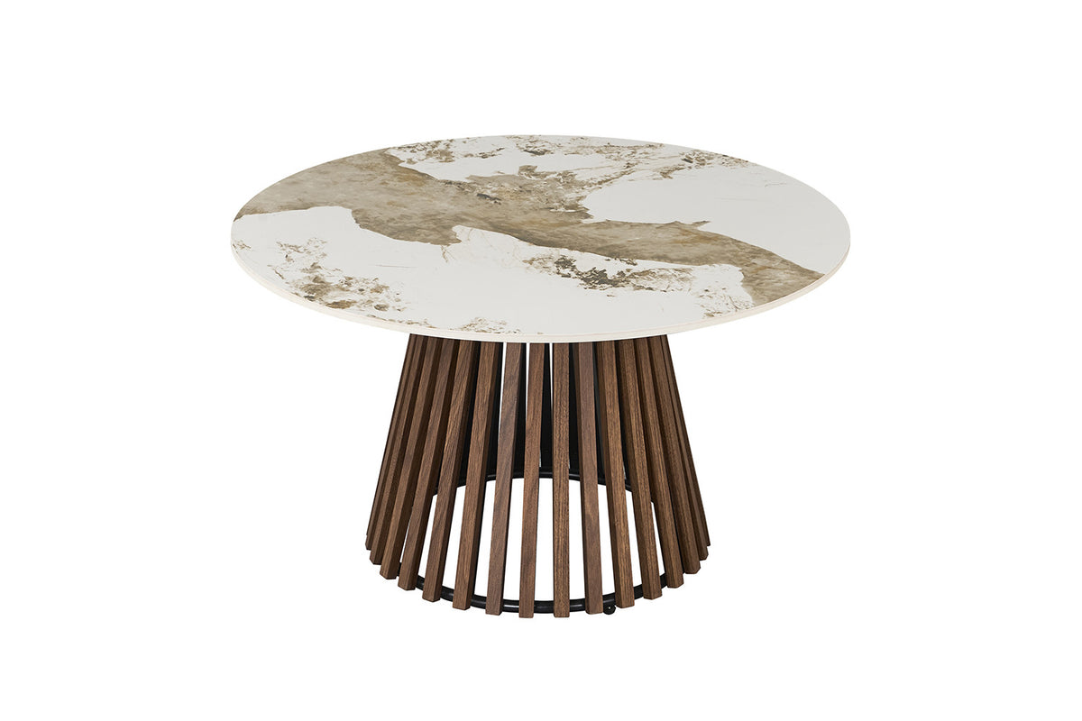 Rousseau - Set van 2 salontafels Luna - Rond - Donkere Eik Pandora - 50x80x50cm
