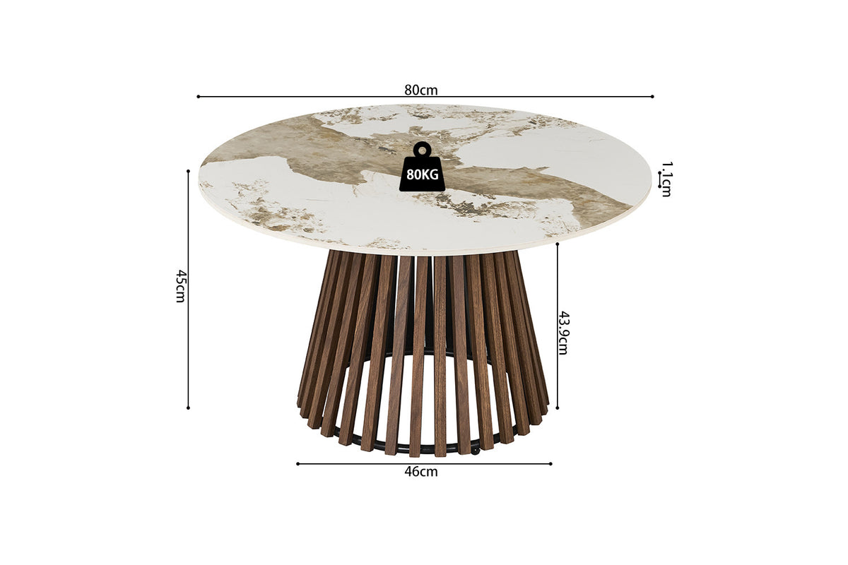 Rousseau - Set van 2 salontafels Luna - Rond - Donkere Eik Pandora - 50x80x50cm
