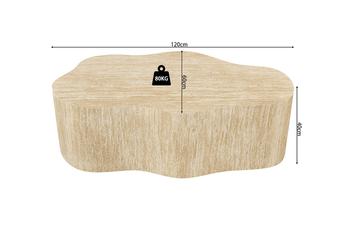 Rousseau - Salontafel Oria - Organisch Decor - Travertijn Beige - 40x120x60 cm