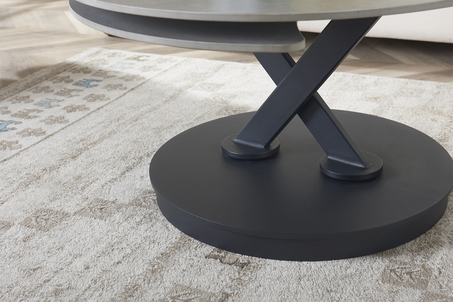 Salontafel 'Nara' Rond Draaibaar Steen Lichtgrijs