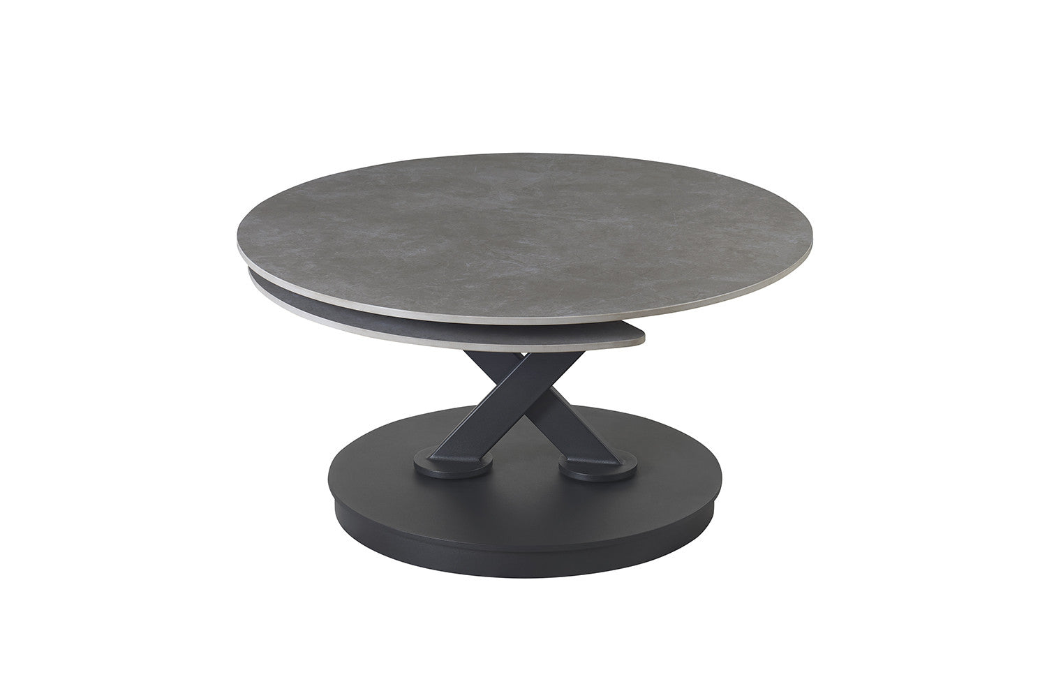 Salontafel 'Nara' Rond Draaibaar Steen Lichtgrijs