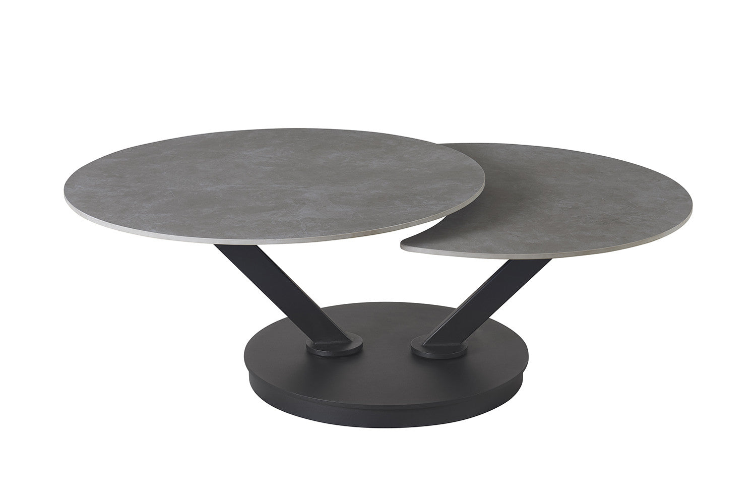 Salontafel 'Nara' Rond Draaibaar Steen Lichtgrijs