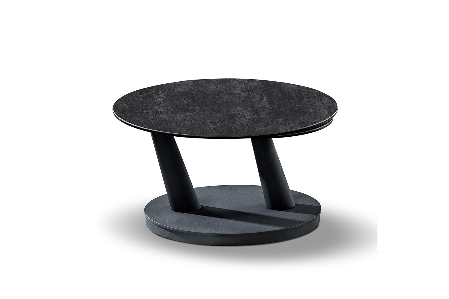 Salontafel 'Sapporo' Rond Draaibaar Steen Donkergrijs