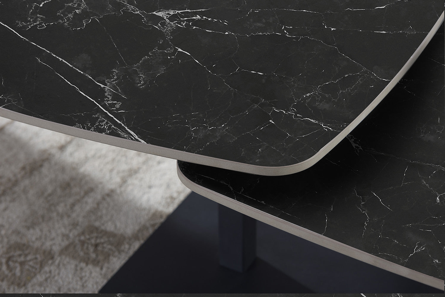 Salontafel 'Sendai' Rond Draaibaar Steen Zwart