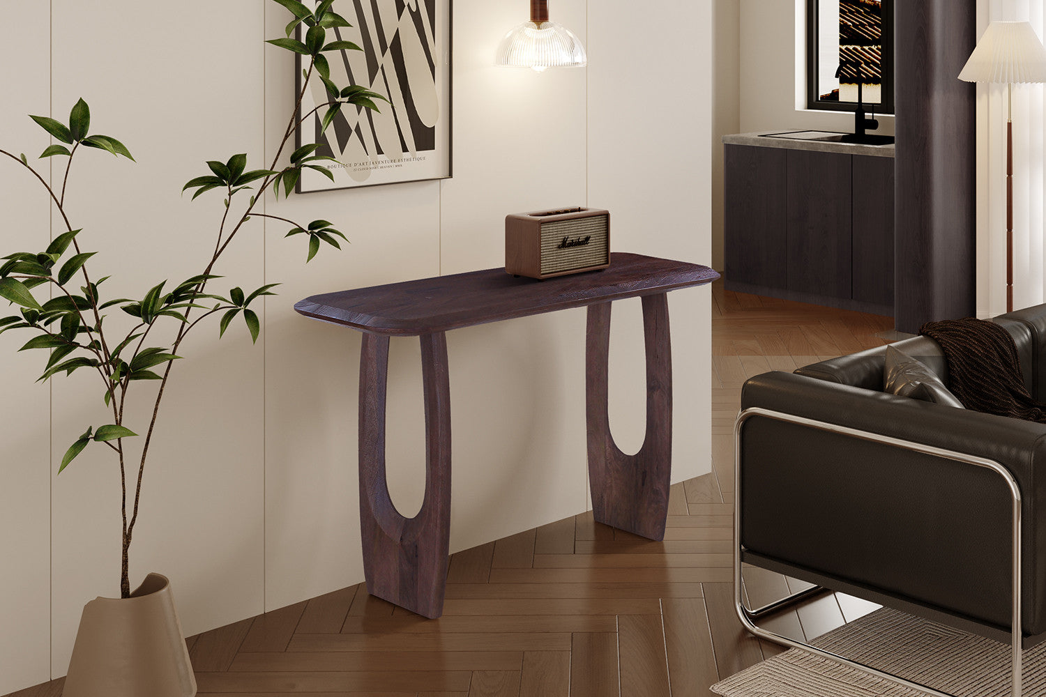 Rousseau - Consoletafel Braga- Ovaal Donkerbruin - 76x120x40 cm