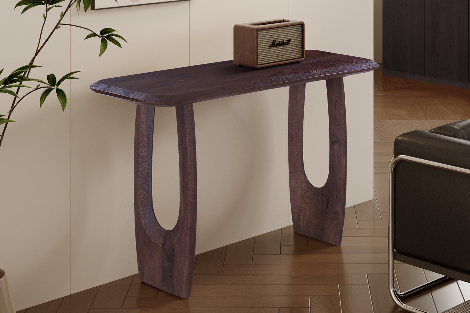 Rousseau - Consoletafel Braga- Ovaal Donkerbruin - 76x120x40 cm