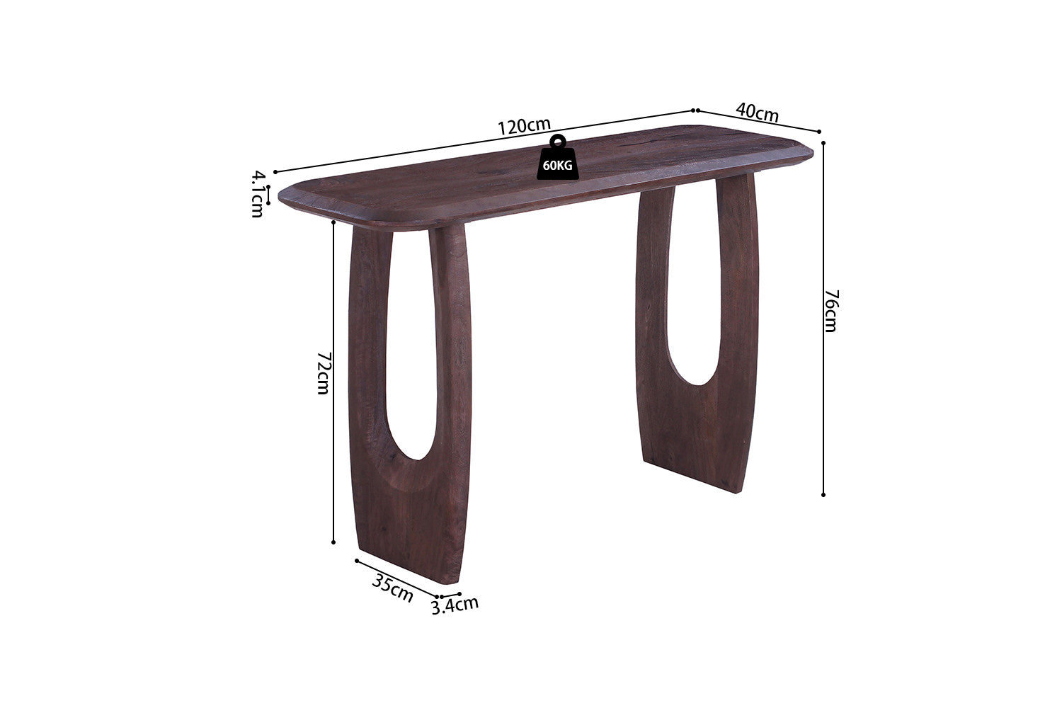 Rousseau - Console Braga - Ovale Marron Foncé - 76x120x40 cm