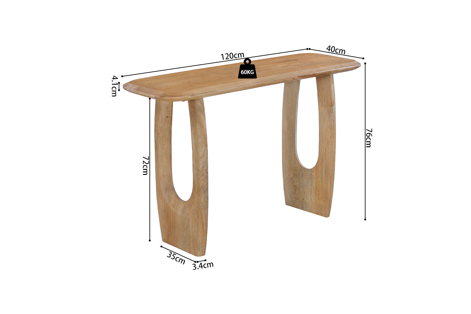 Rousseau - Tafel Braga - Ovaal - Mangohout - 76x120x40 cm