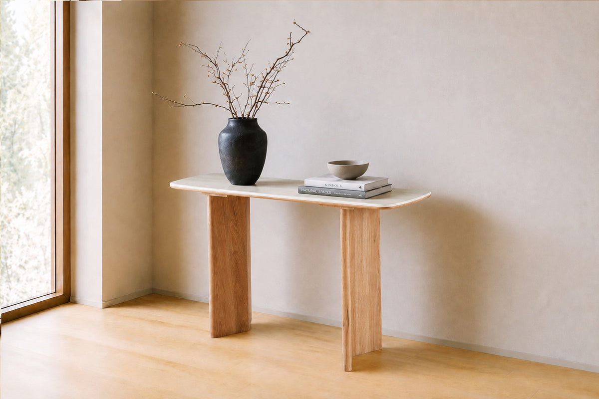 Rousseau - Consoletafel Matera - Steen Barok Beige - 77 x 120 x 40 cm