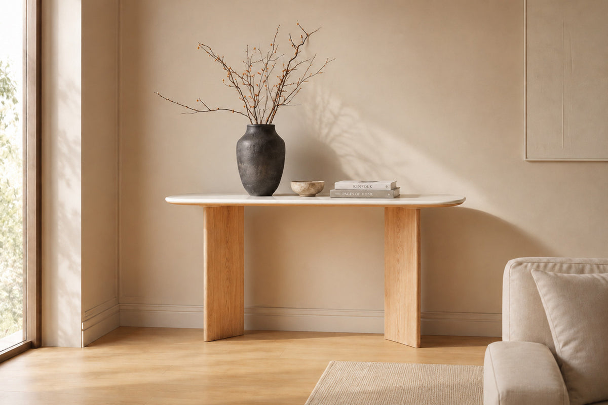 Rousseau - Consoletafel Matera - Steen Barok Beige - 77 x 120 x 40 cm