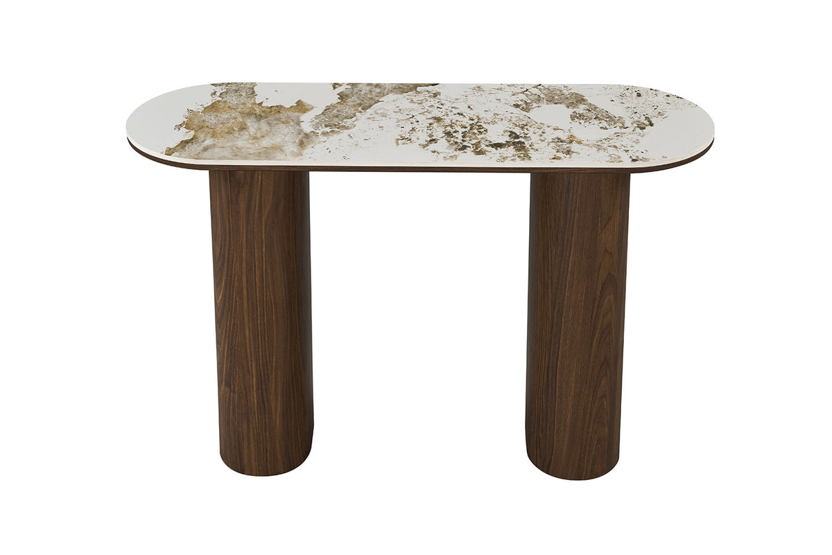 Rousseau - Console Tomar - Chêne fumé - Pierre Pandora brillante - 76 x 120 x 40 cm