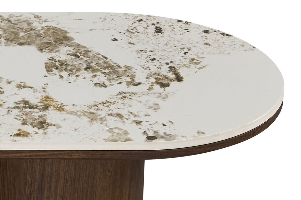 Rousseau - Console Tomar - Chêne fumé - Pierre Pandora brillante - 76 x 120 x 40 cm