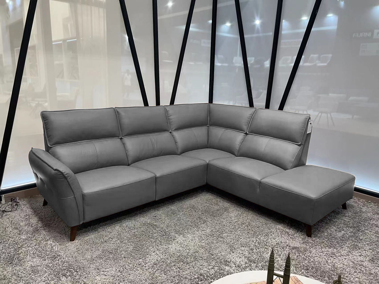 2BM - Hoeksalon Dallas - Grijs - Leer - 245x210cm